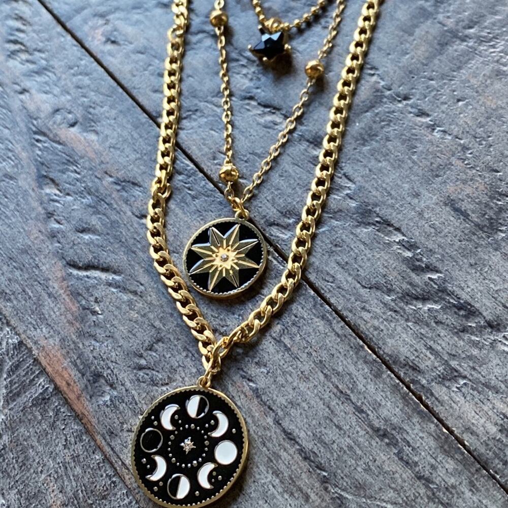 NEW Moon Phases Triple Strand Necklace - Picture 3 of 10